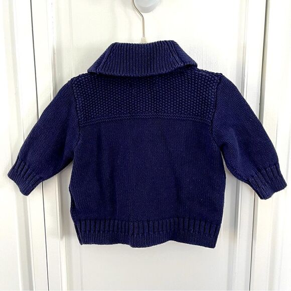 GAP Baby Gap 100% Cotton Toggle Closure Collared Navy Cardigan Size 3-6 months - Picture 2 of 6